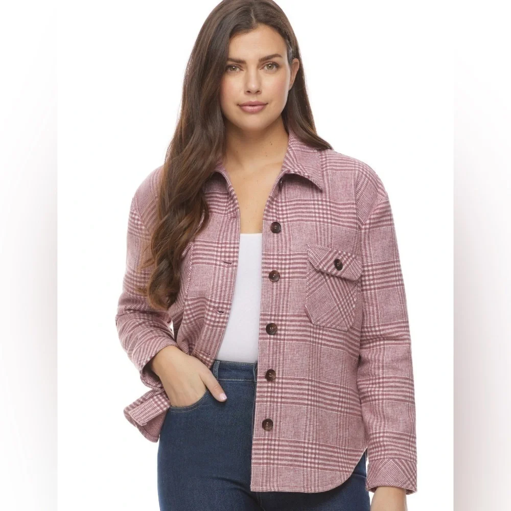 FDJ French Dressing Jeans Blush Glen Plaid Shacket - Picture 12 of 13